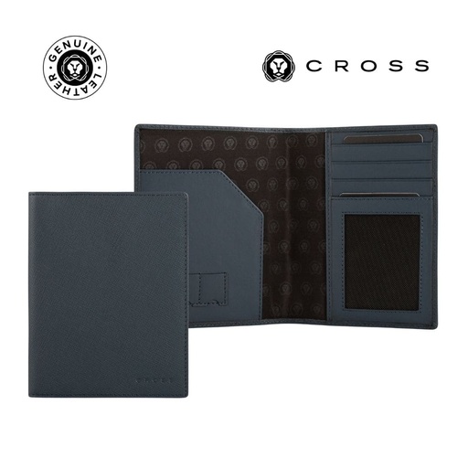 [LACR 2008] CROSS Saffiano Leather 4CC Passport Cover - Navy Blue