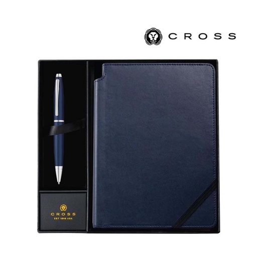 [GSCR 5012] Cross Calais™ Metallic Blue Ballpoint Pen with Classic Blue Journal Gift Set